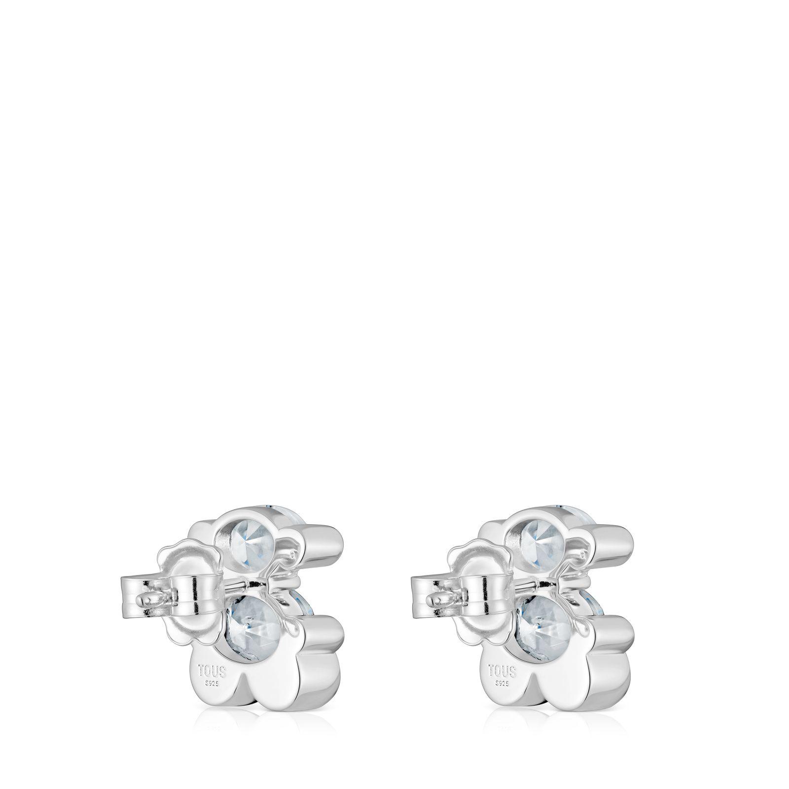 Aros TOUS oso 14 mm en plata y cuarzo cristal-2