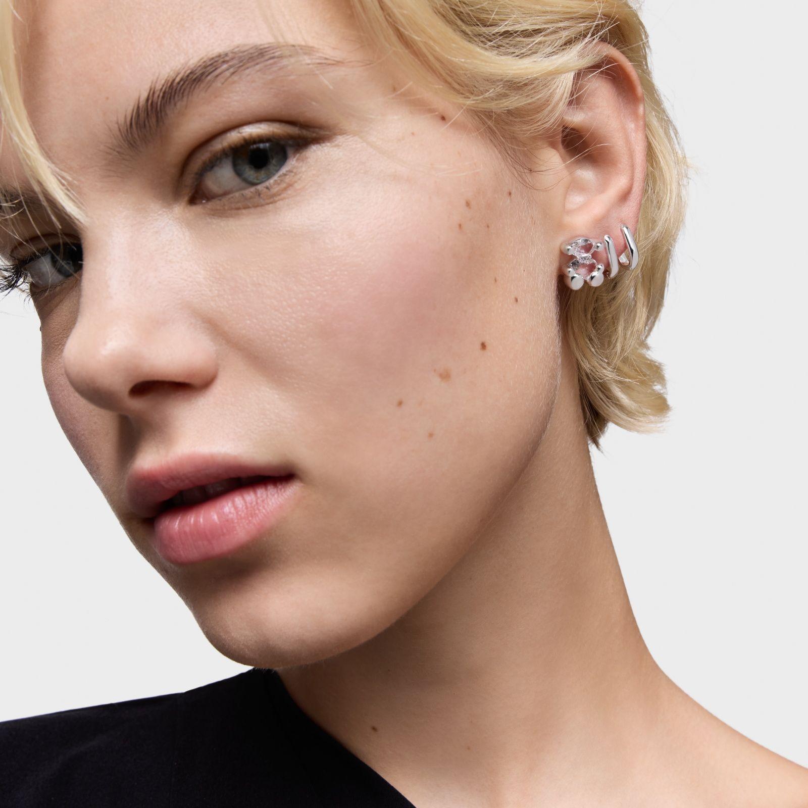 Aros TOUS oso 14 mm en plata y cuarzo cristal-4