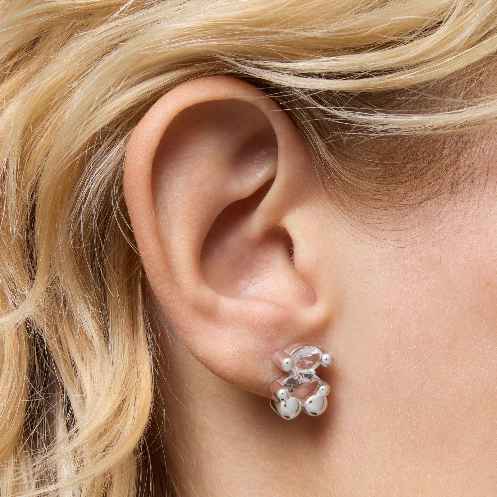Aros TOUS oso 14 mm en plata y cuarzo cristal-5
