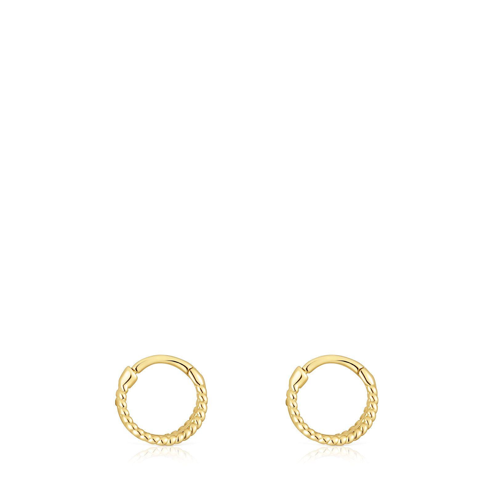 Aros de oro triple aro cortos con relieve Basics-1