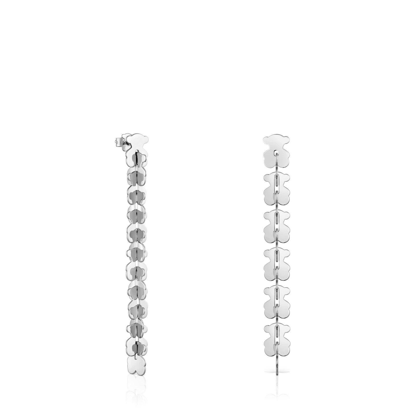 Pendientes largos acero con motivos oso Carrusel-0