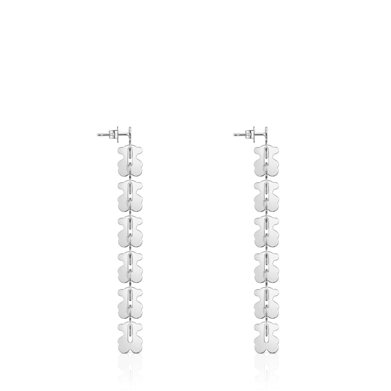 Pendientes largos acero con motivos oso Carrusel-1