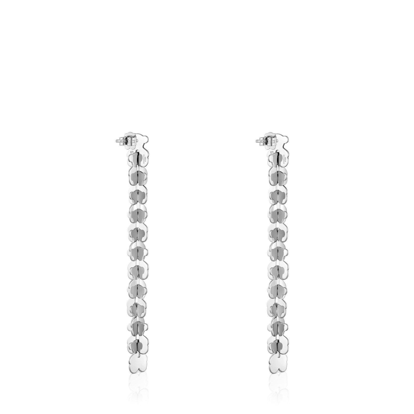 Pendientes largos acero con motivos oso Carrusel-2
