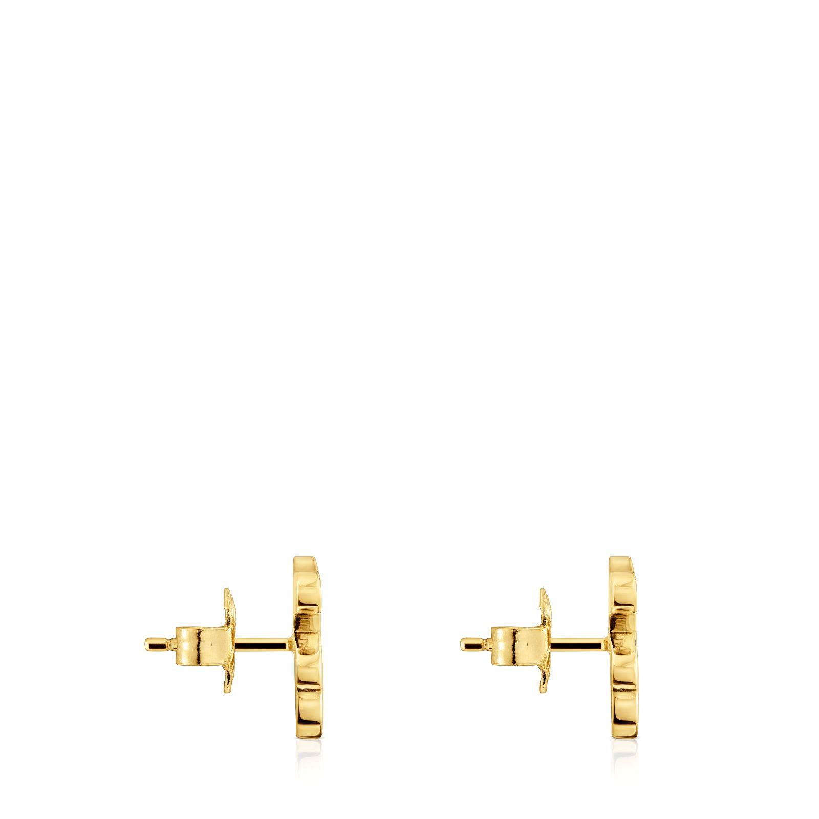 Pendientes oso con baño de oro 18 kt sobre plata 12 mm Sweet Dolls-1