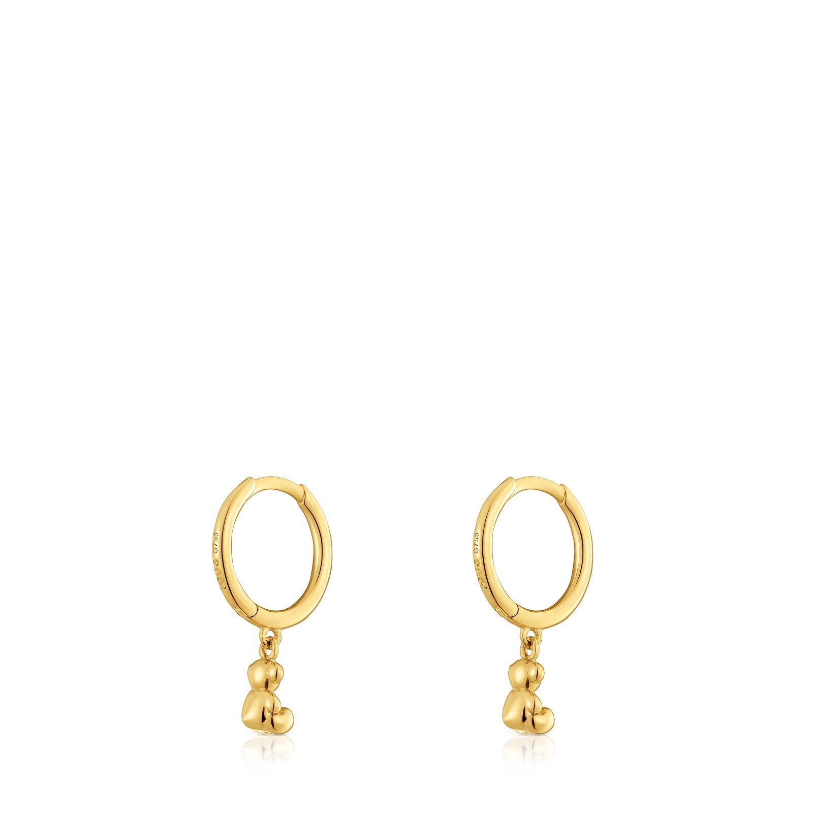 Pendientes aro de oro y detalle oso Bold Bear-2