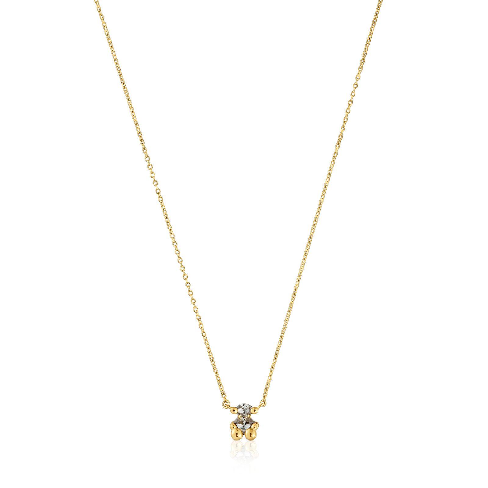 Collar corto oso baño oro 18 kt y espinela verde LGG-0
