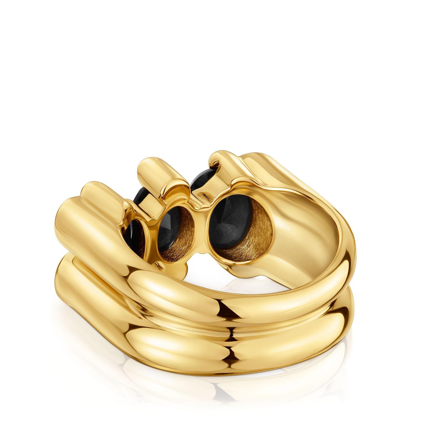 Anillo mediano TOUS oso con ónix y oro 18 kt sobre plata-2