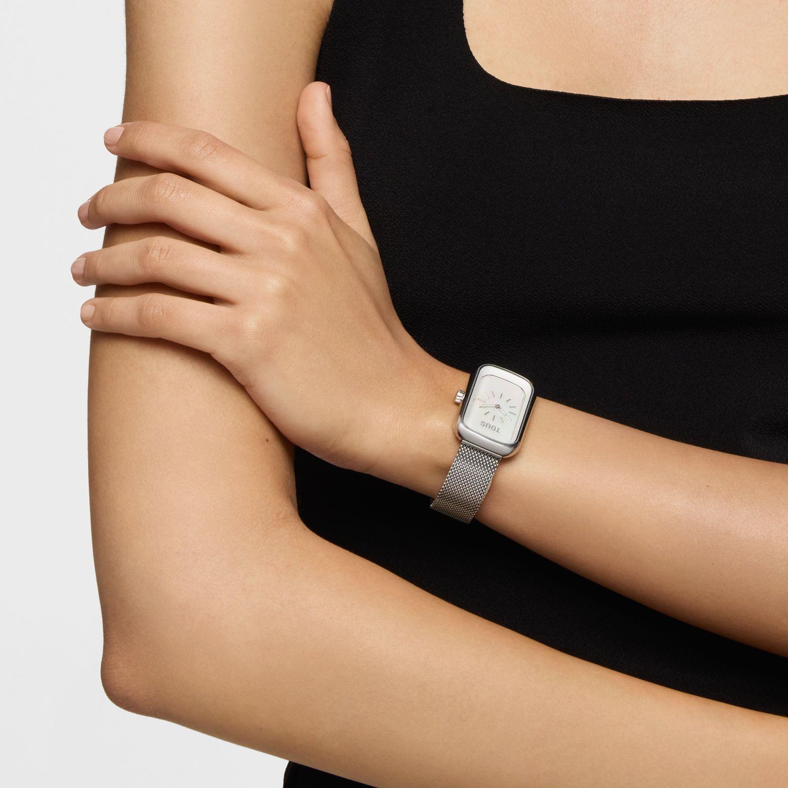 Reloj analógico con esfera de nácar y brazalete de acero T-Band Club-4