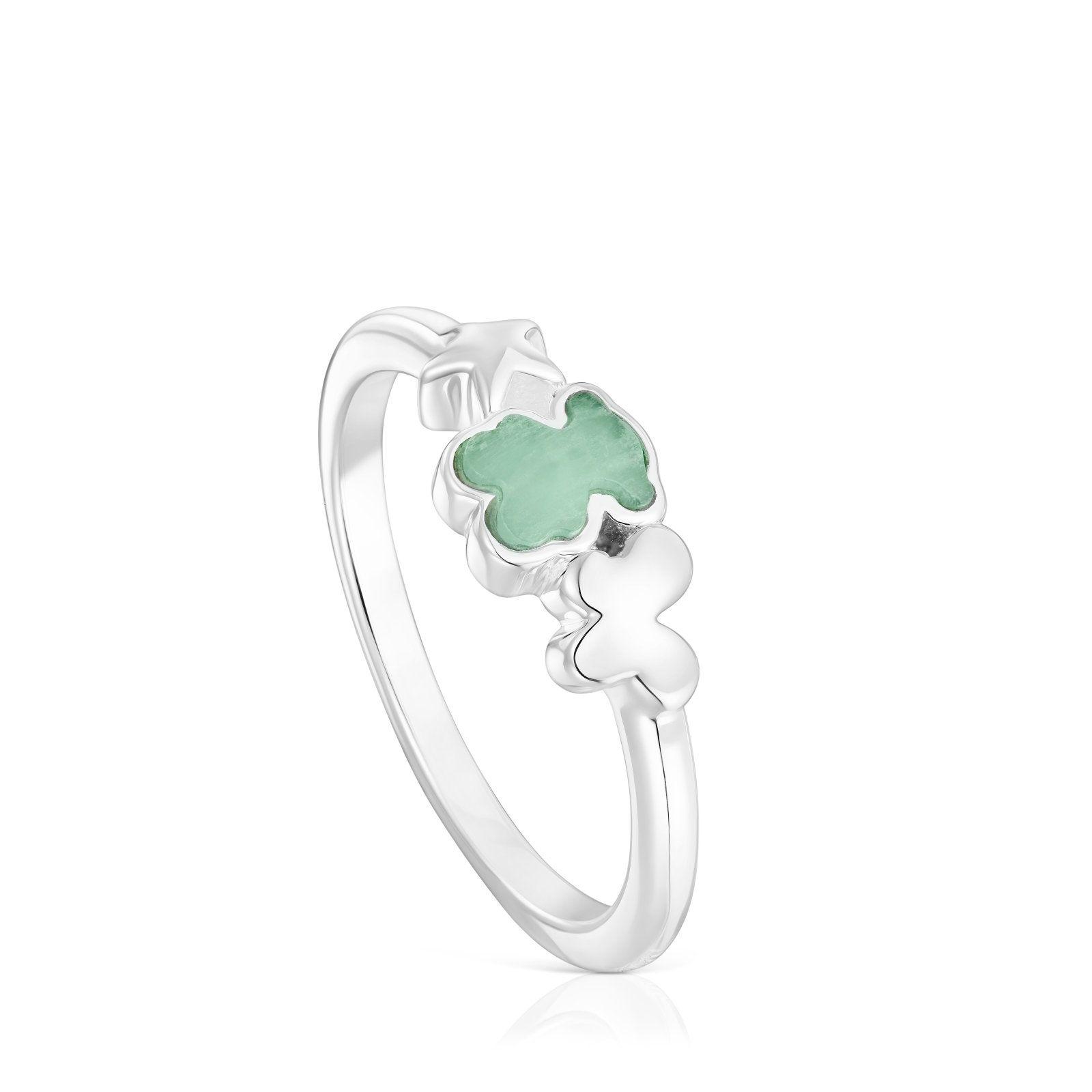 Anillo de plata y amazonita oso Bold Motif-0