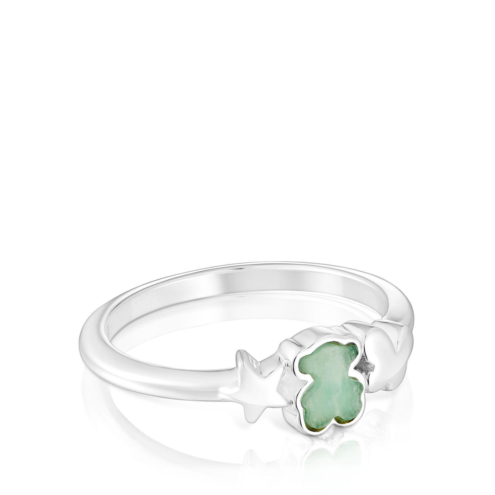 Anillo de plata y amazonita oso Bold Motif-1