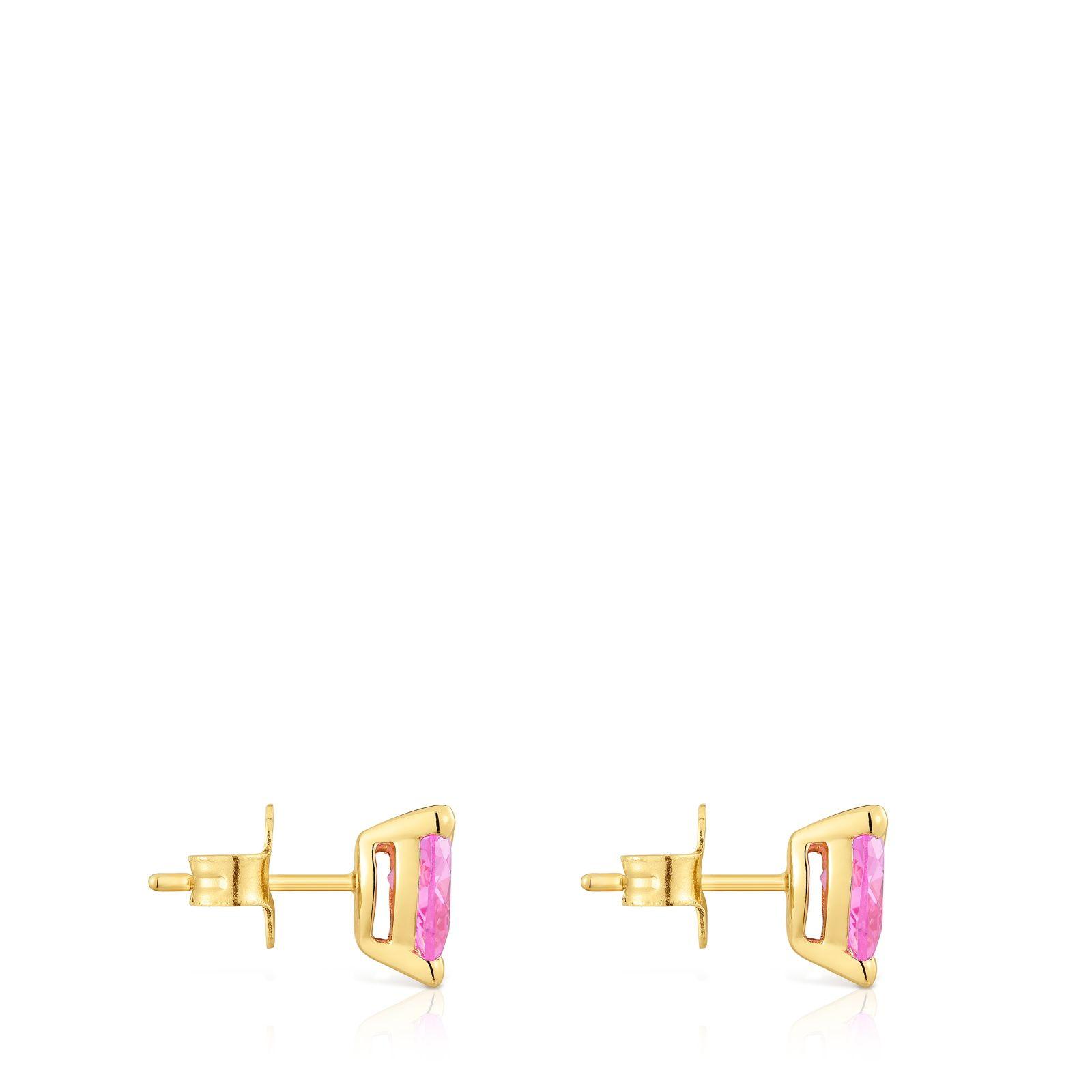 Pendientes con baño de oro 18 kt sobre plata y zafiro-1