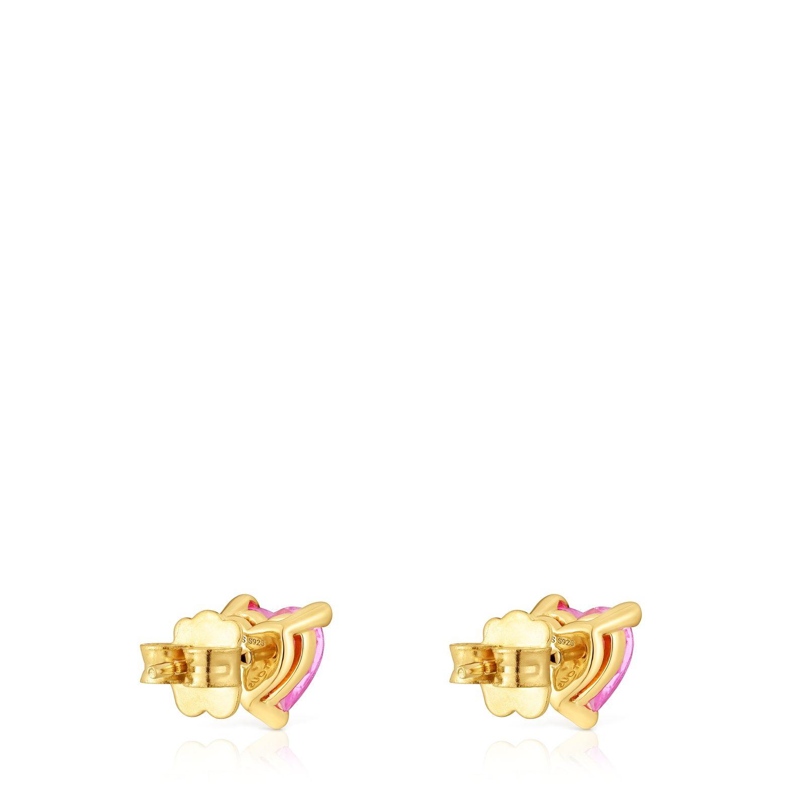 Pendientes con baño de oro 18 kt sobre plata y zafiro-2