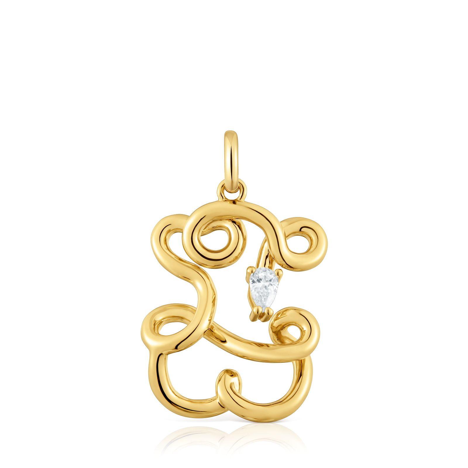 Colgante oso oro 18 kt plata con diamantes lab Lio LGD-0