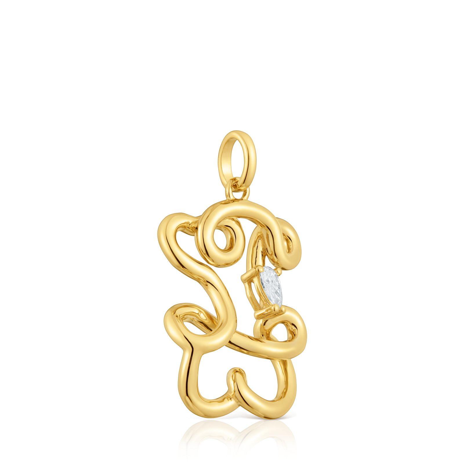 Colgante oso oro 18 kt plata con diamantes lab Lio LGD-1