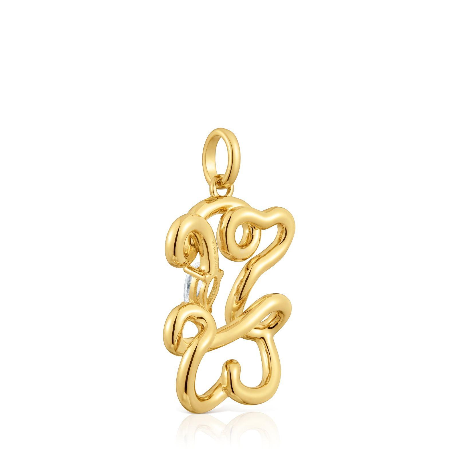 Colgante oso oro 18 kt plata con diamantes lab Lio LGD-2