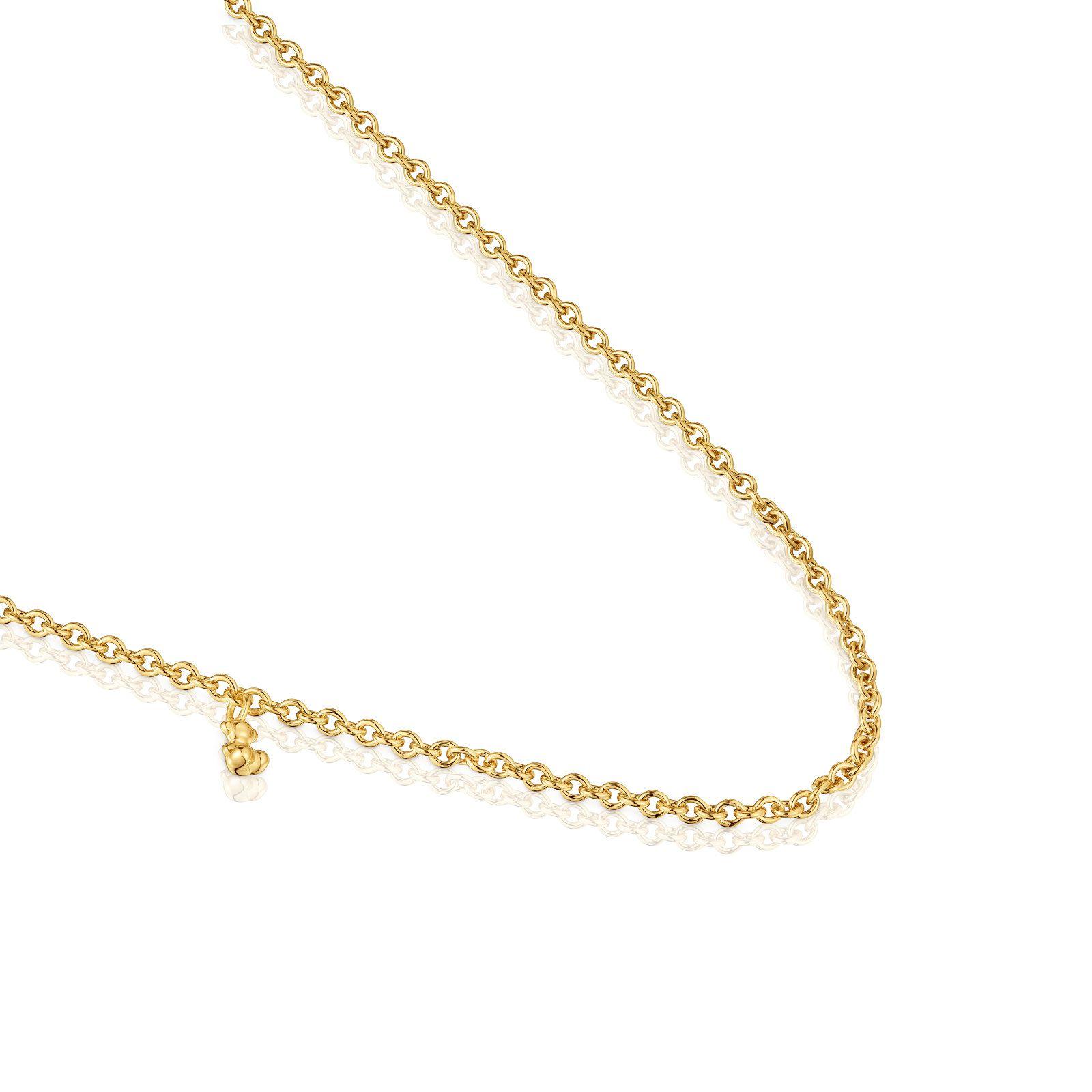 Collar corto baño de oro 18 kt plata y anillas Bold Bear-2
