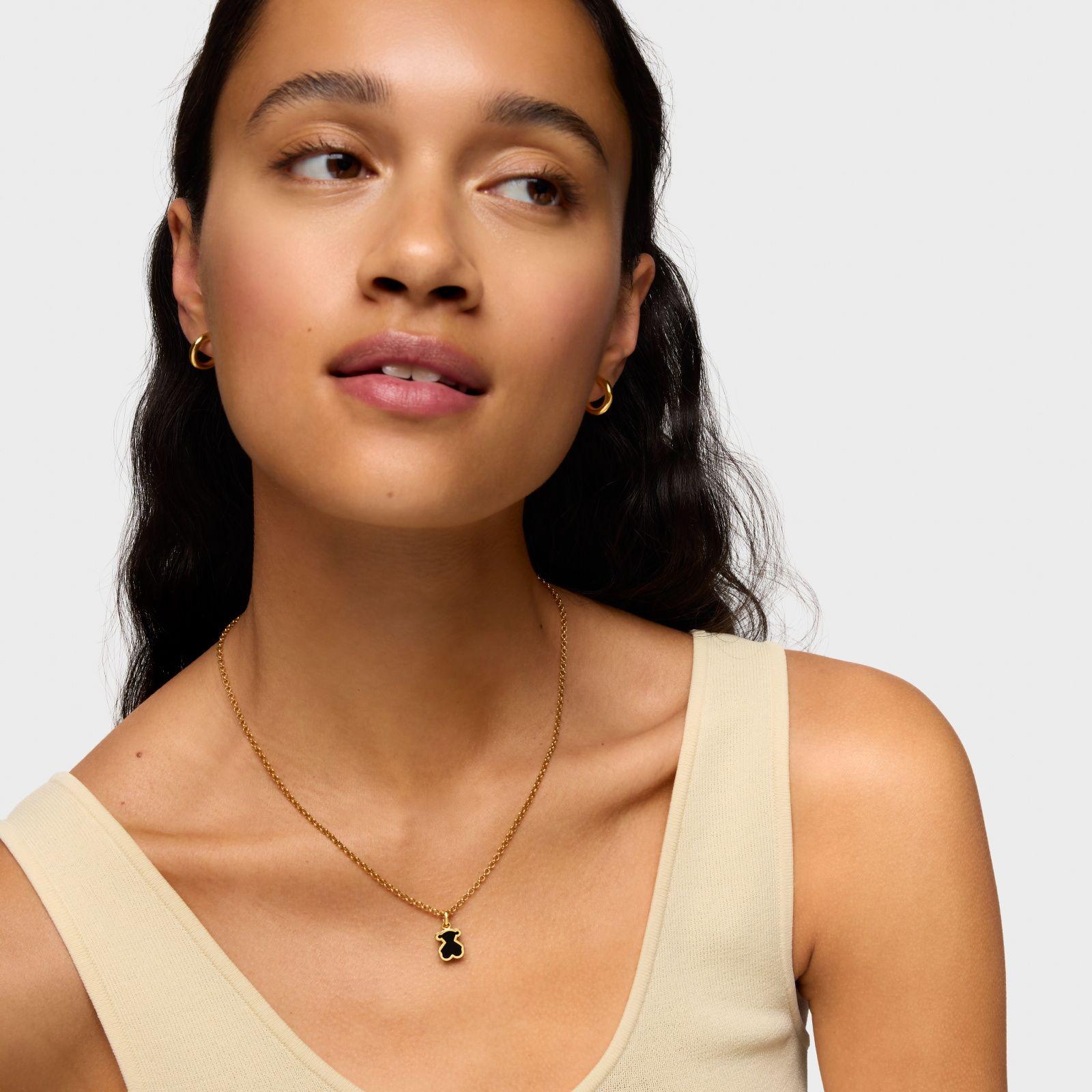 Colgante con baño de oro 18 kt sobre plata y metacrilato-3