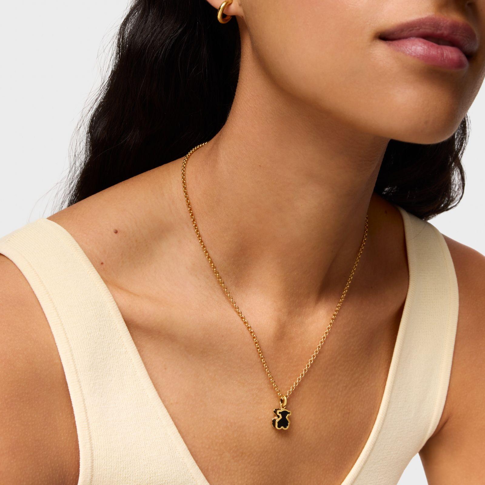 Colgante con baño de oro 18 kt sobre plata y metacrilato-5