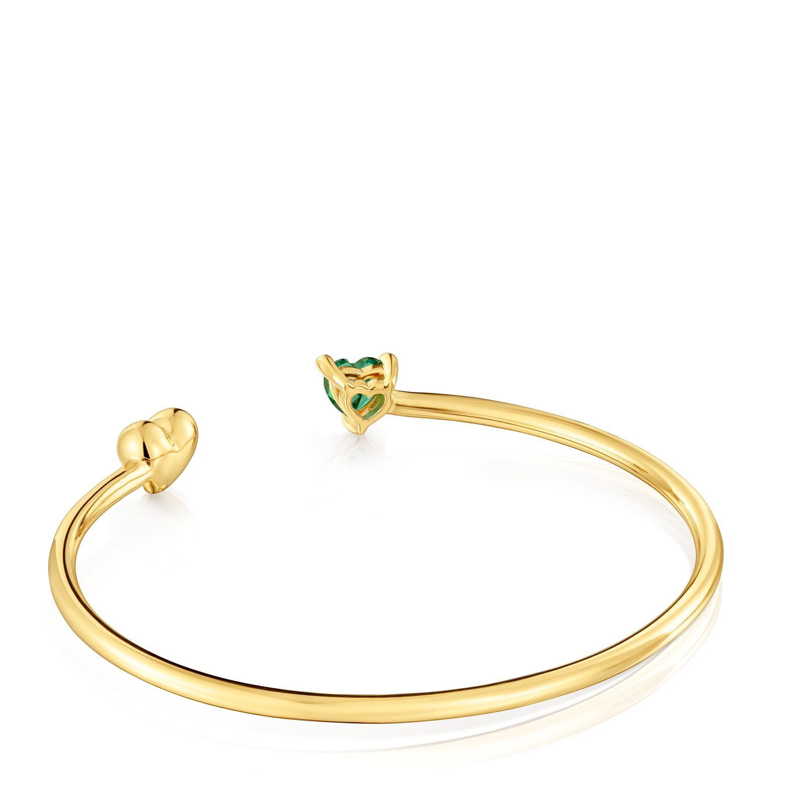 Pulsera esclava oro 18 kt, plata y esmeralda LGG Garden-2