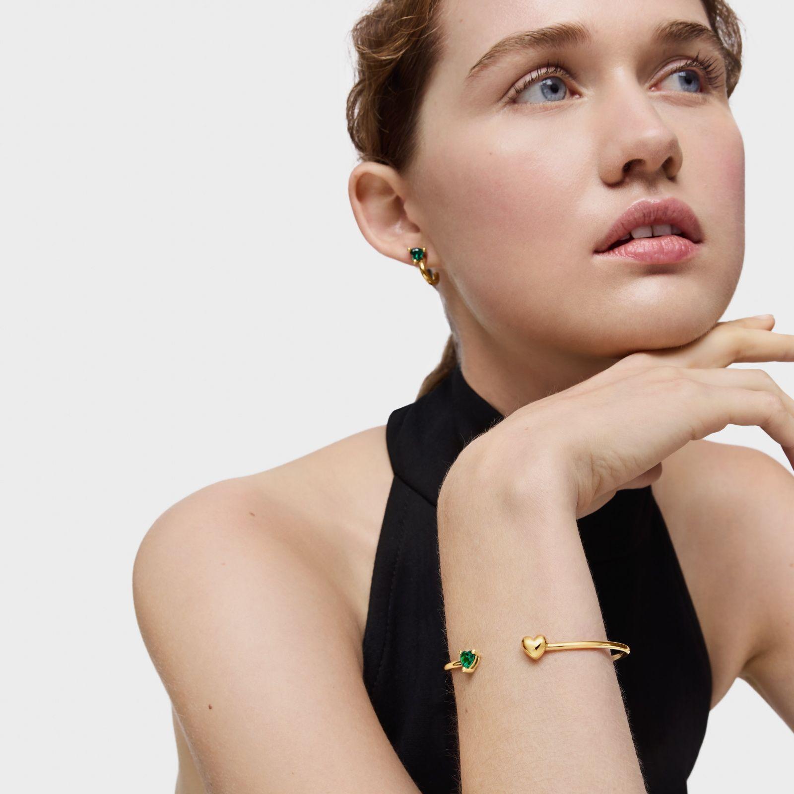 Pulsera esclava oro 18 kt, plata y esmeralda LGG Garden-3