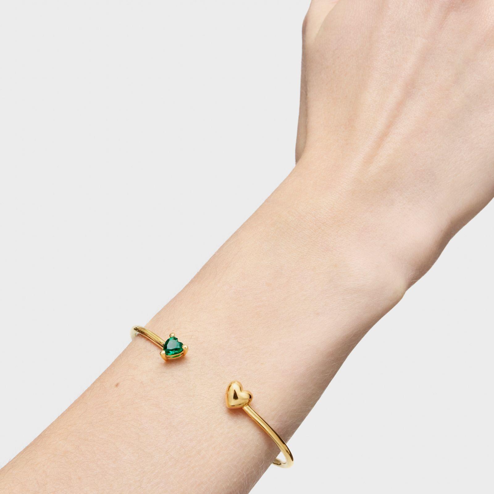 Pulsera esclava oro 18 kt, plata y esmeralda LGG Garden-5