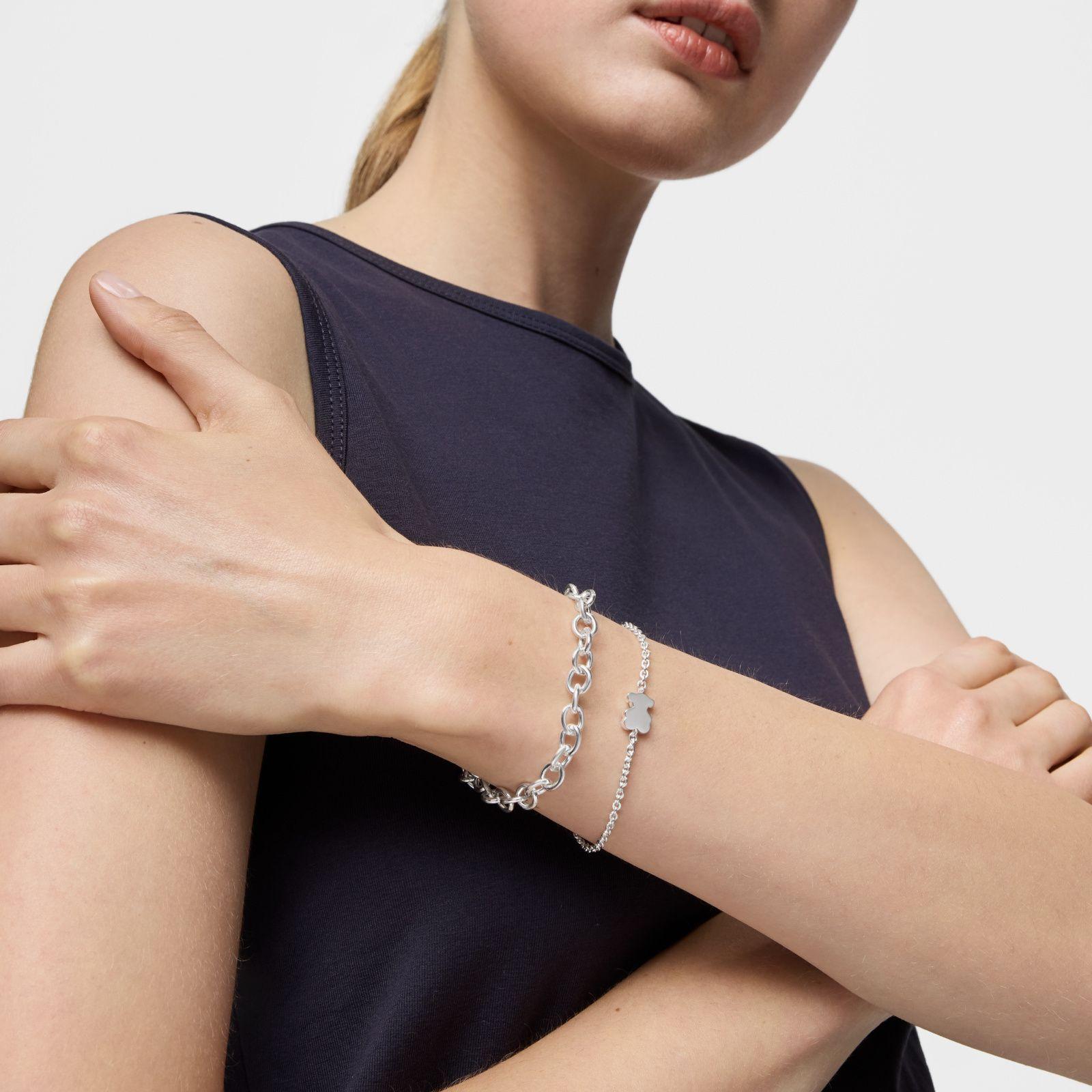 Pulsera cadena de plata y motivo oso Sweet Dolls-5