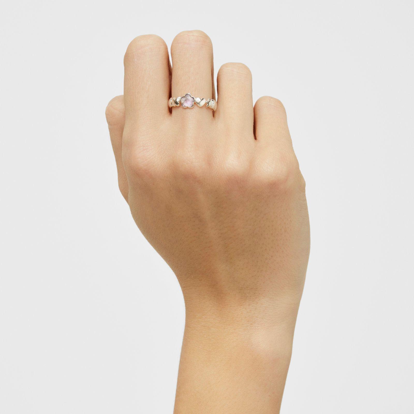 Anillo de plata y amatista flor Bold Motif-5