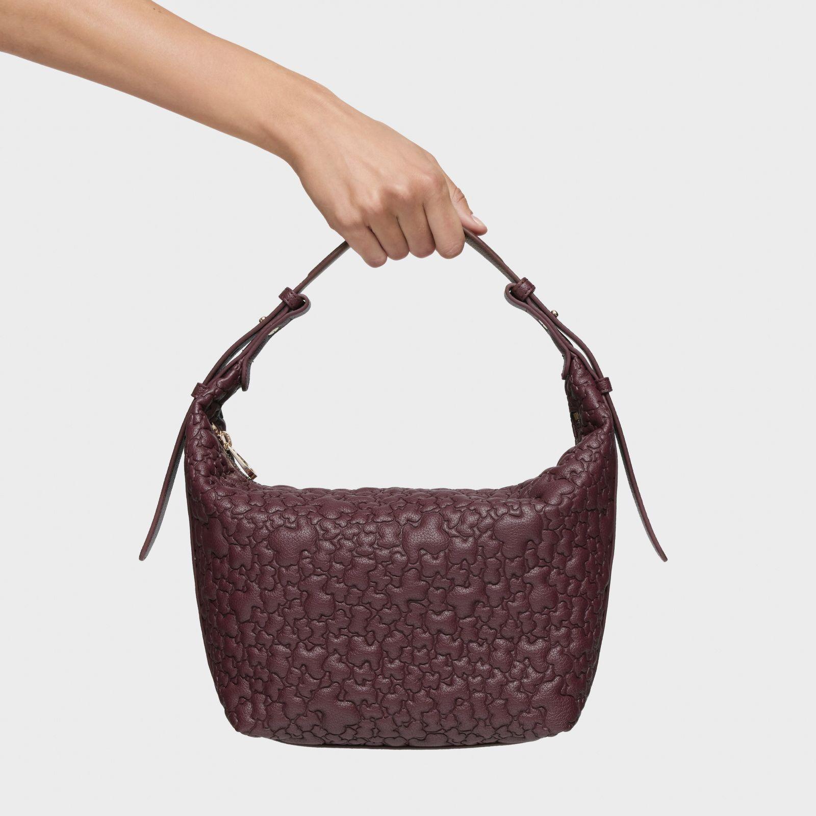 Bolso de hombro mediano burdeos TOUS Puffy bear-5