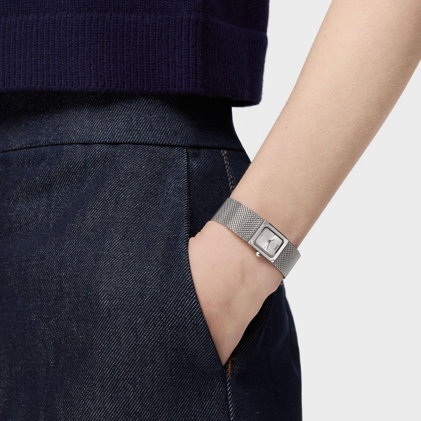 Reloj analógico brazalete de malla milanesa de acero Mini-6
