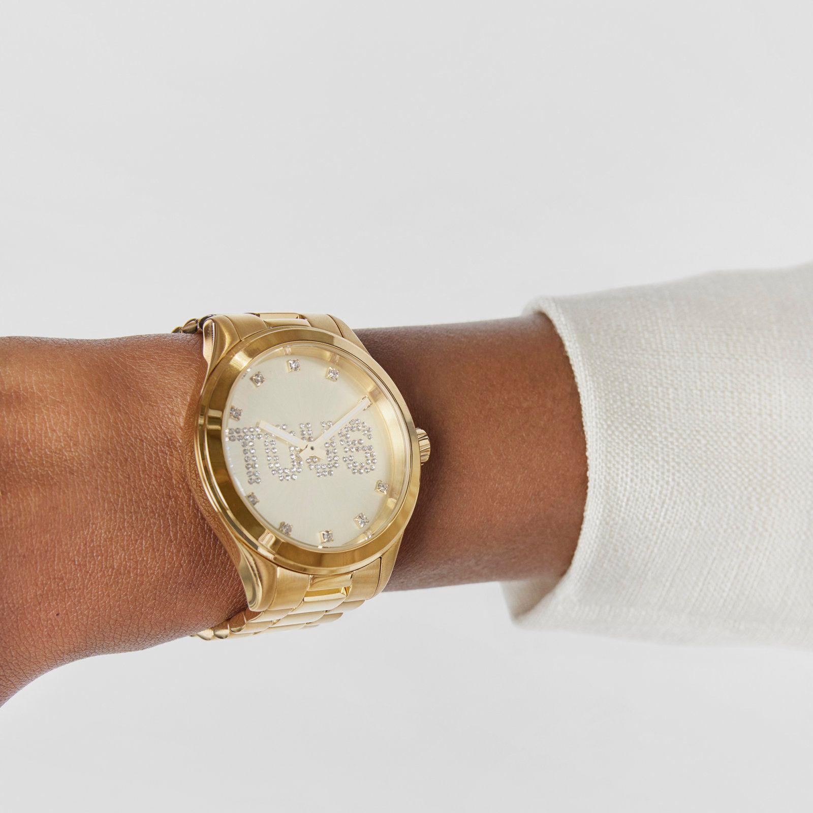 Reloj analógico con brazalete de acero IPG dorado-4