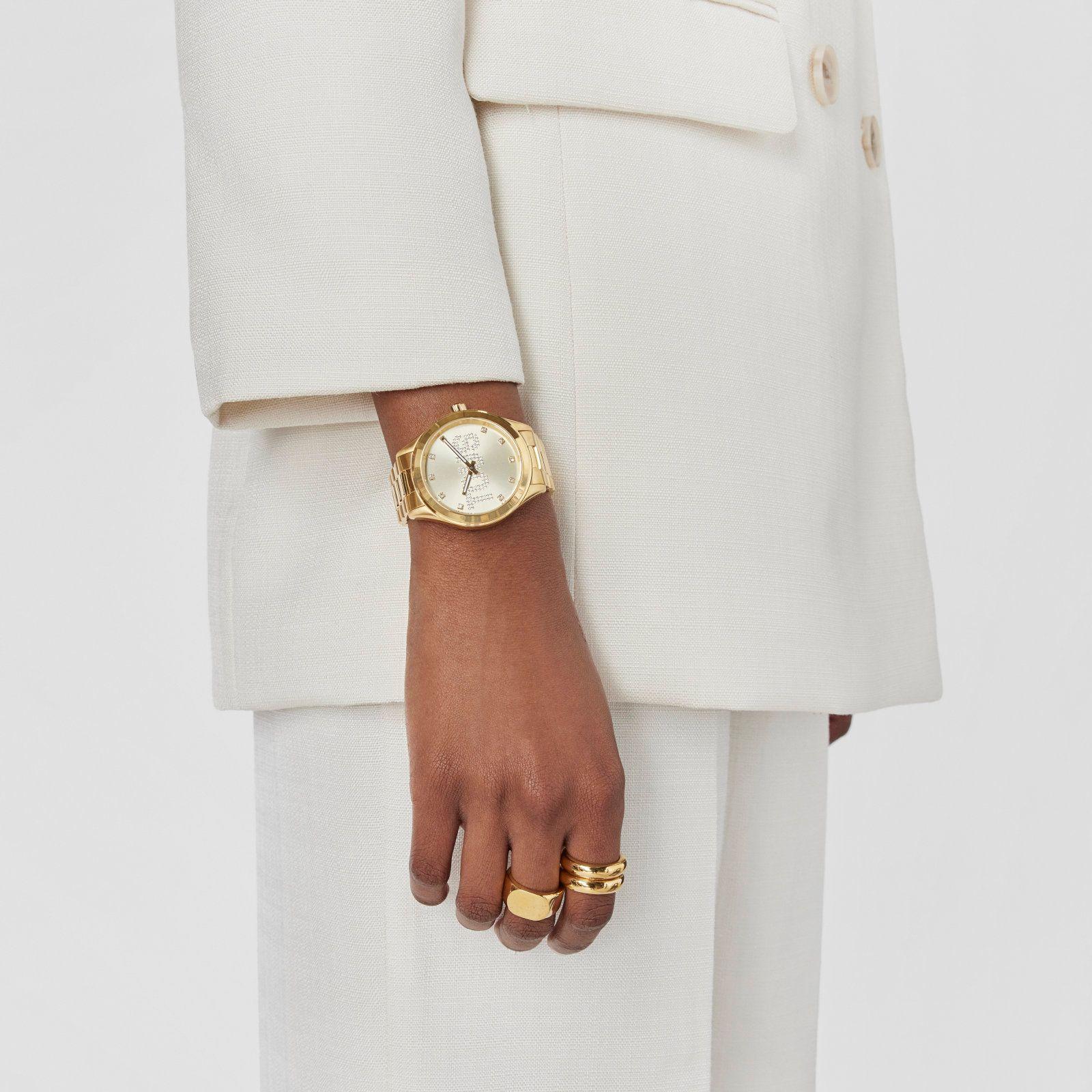 Reloj analógico con brazalete de acero IPG dorado-6