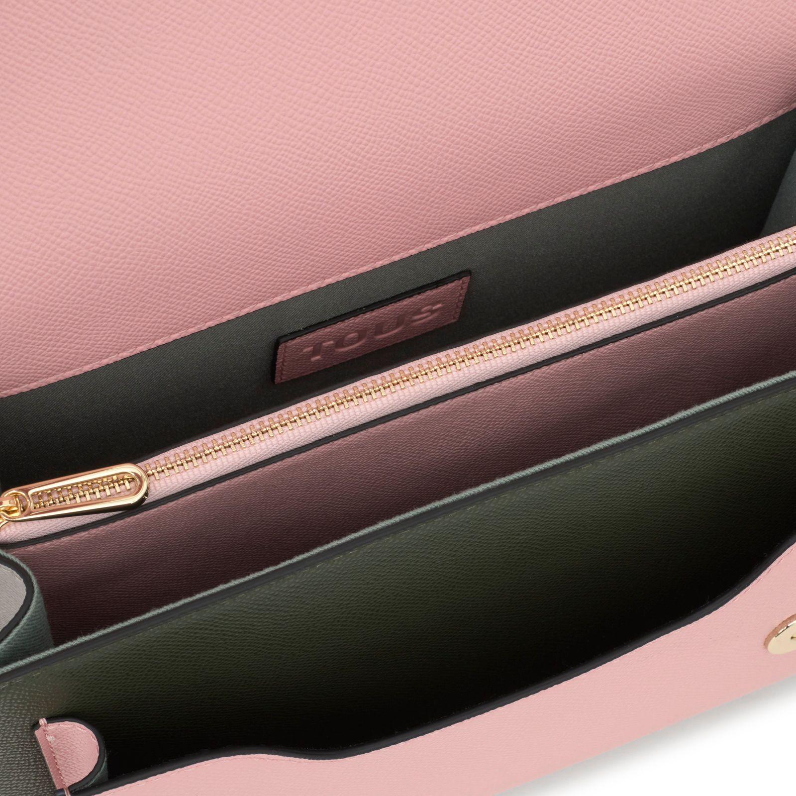 Bandolera mediana gris y rosa Audree Saffiano-2