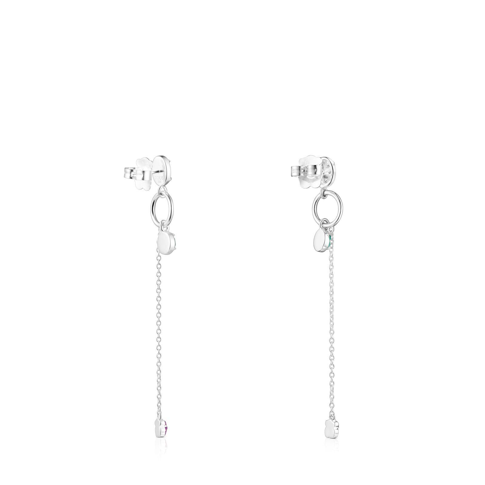 Aros largos Cool Color de plata y gemas Tous-1