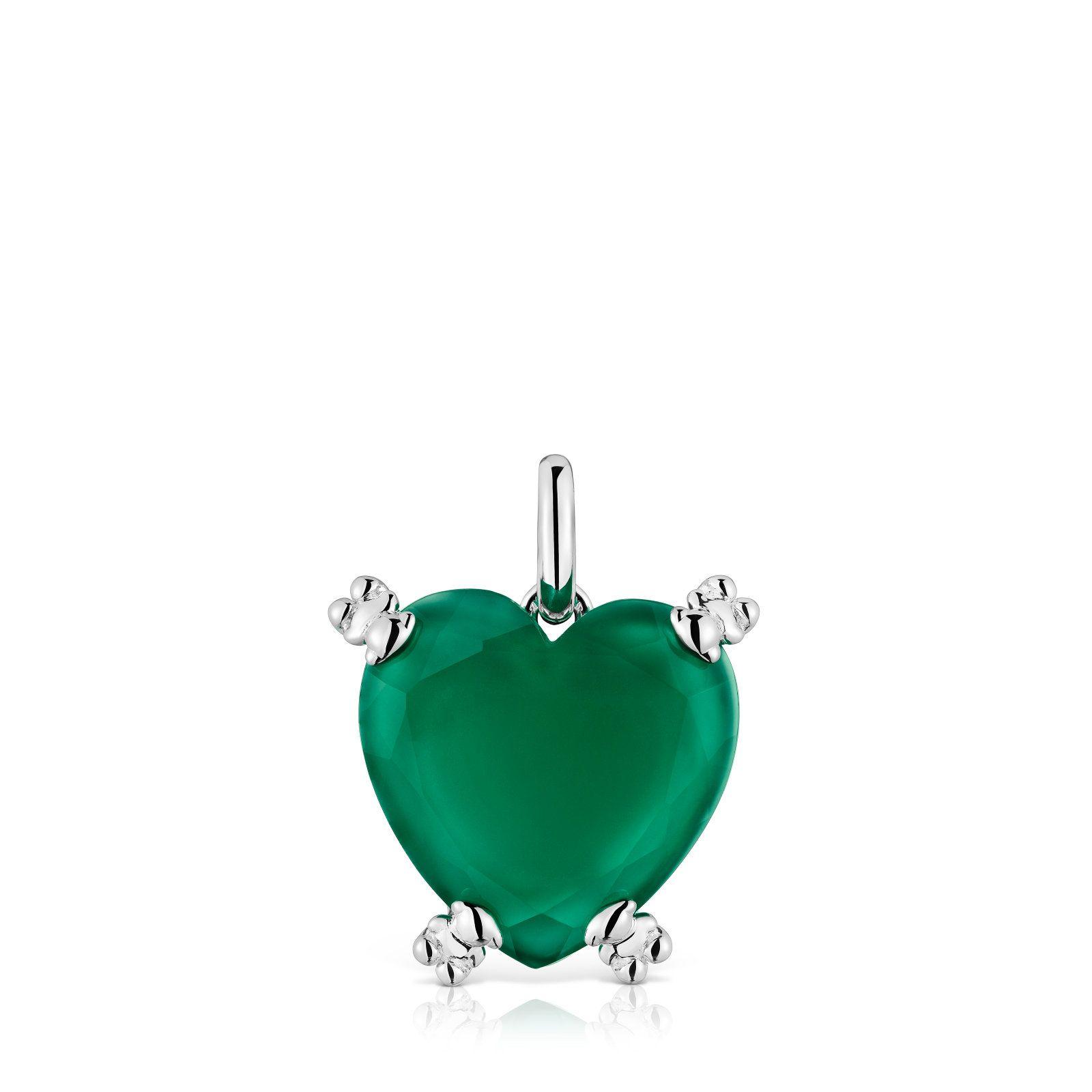 Colgante corazón de plata y calcedonia tratada Color Pills-0