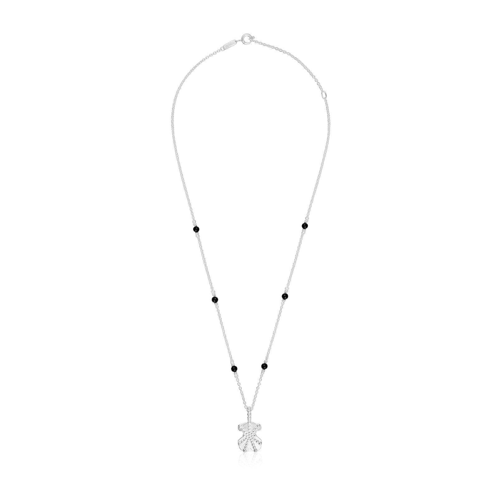 Collar corto de plata, ónix y motivo oso TOUS Grain-1