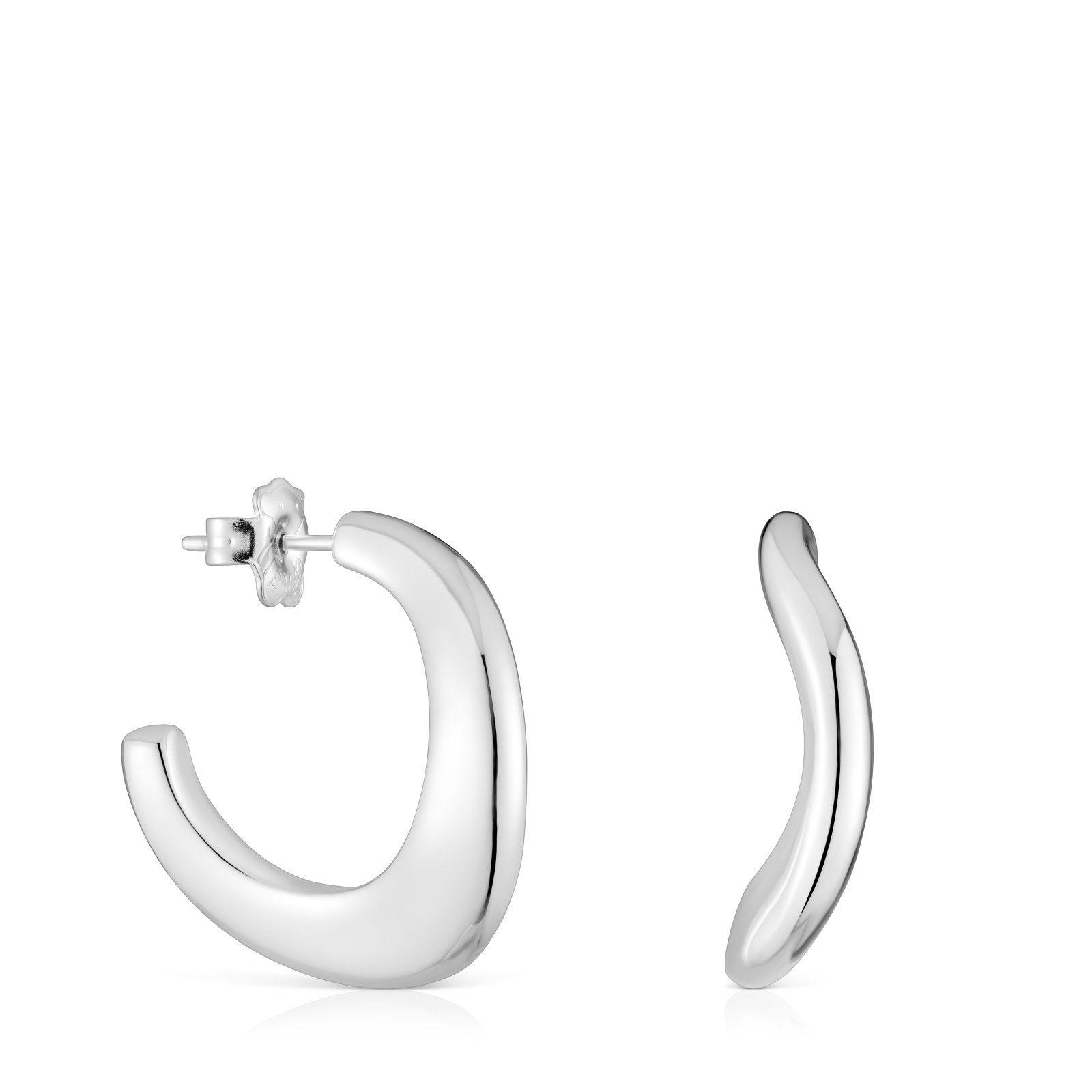 Pendientes de aro oval de plata Galia Basics-0