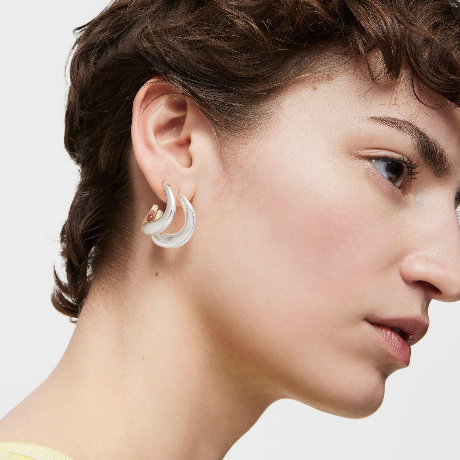 Pendientes de aro oval de plata Galia Basics-2