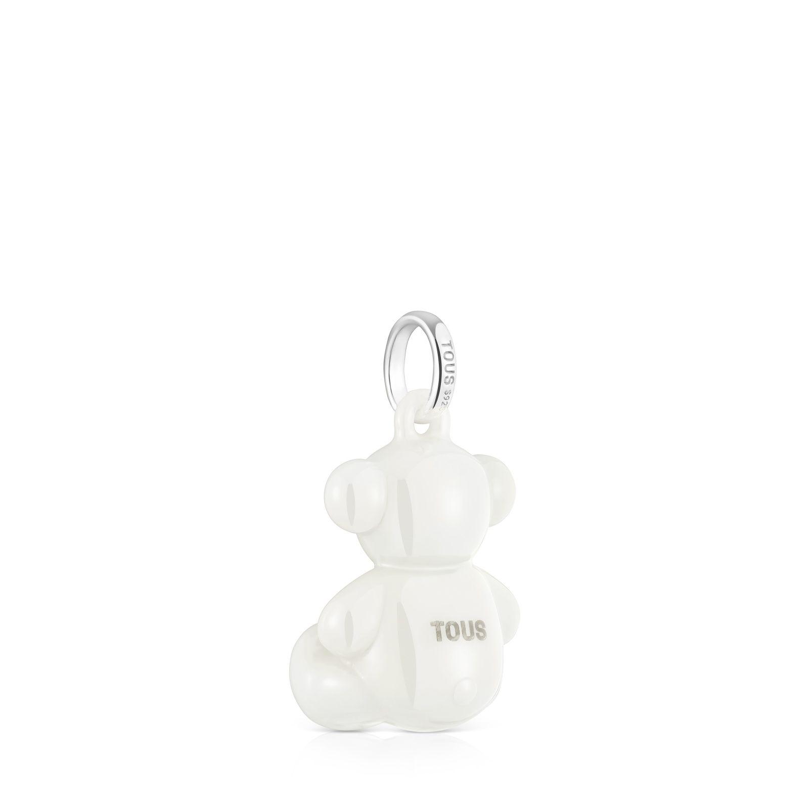 Colgante oso de plata y cerámica blanca Bold Bear-2