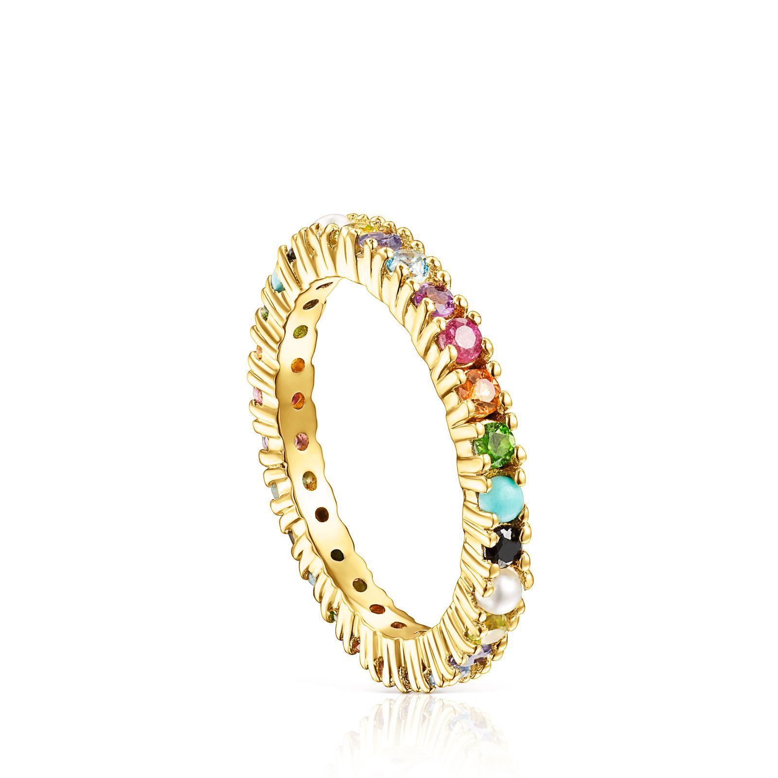 Anillo Straight Color de plata vermeil con gemas TOUS-0