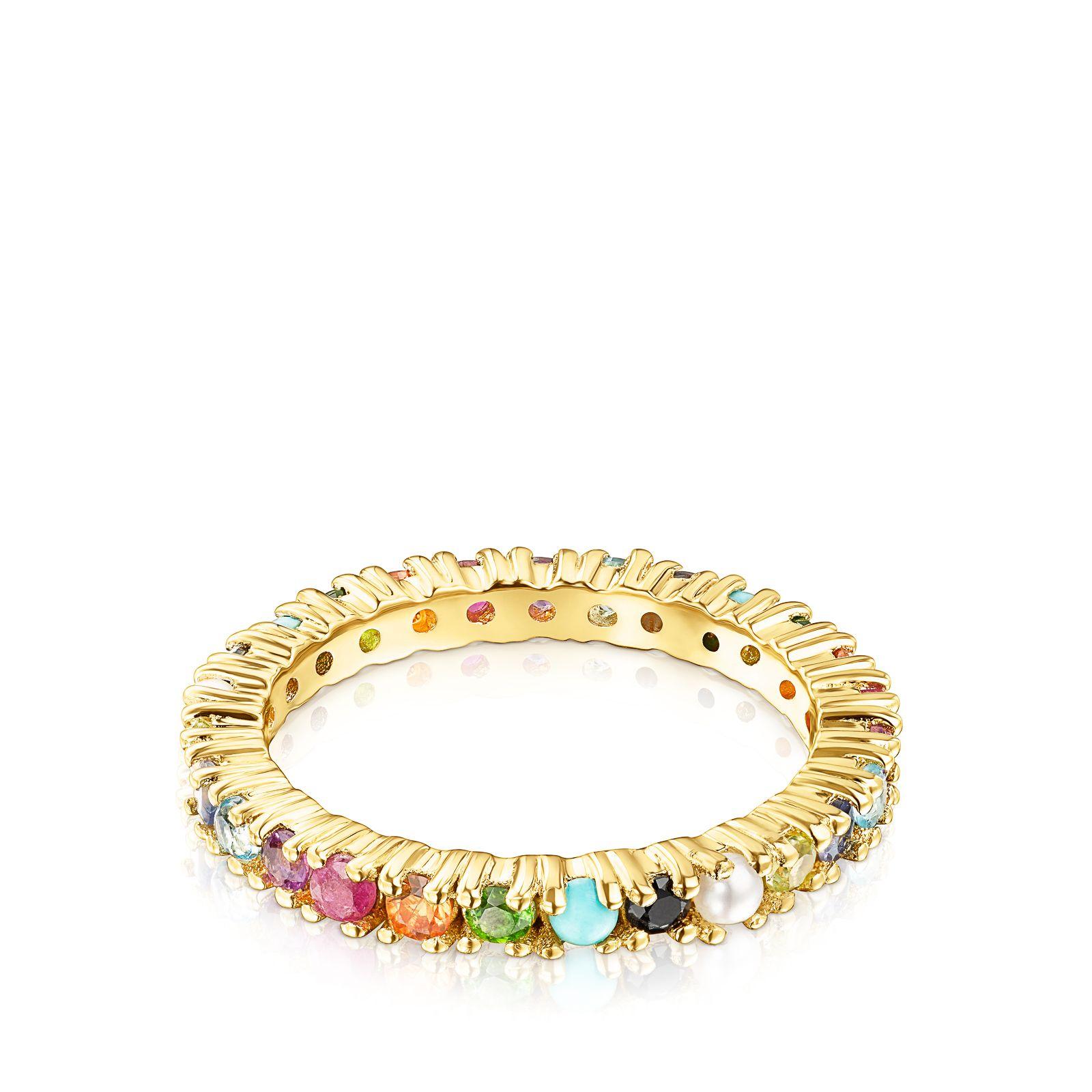 Anillo Straight Color de plata vermeil con gemas TOUS-1