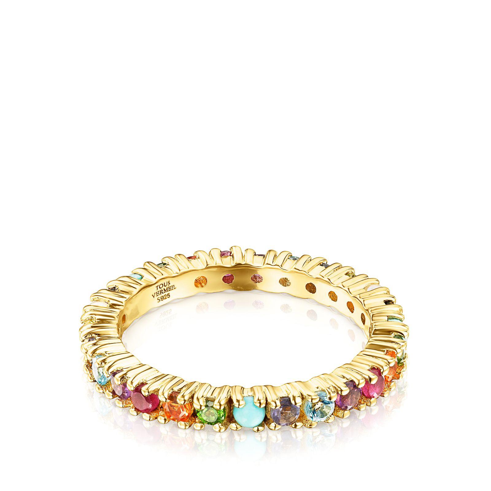 Anillo Straight Color de plata vermeil con gemas TOUS-2