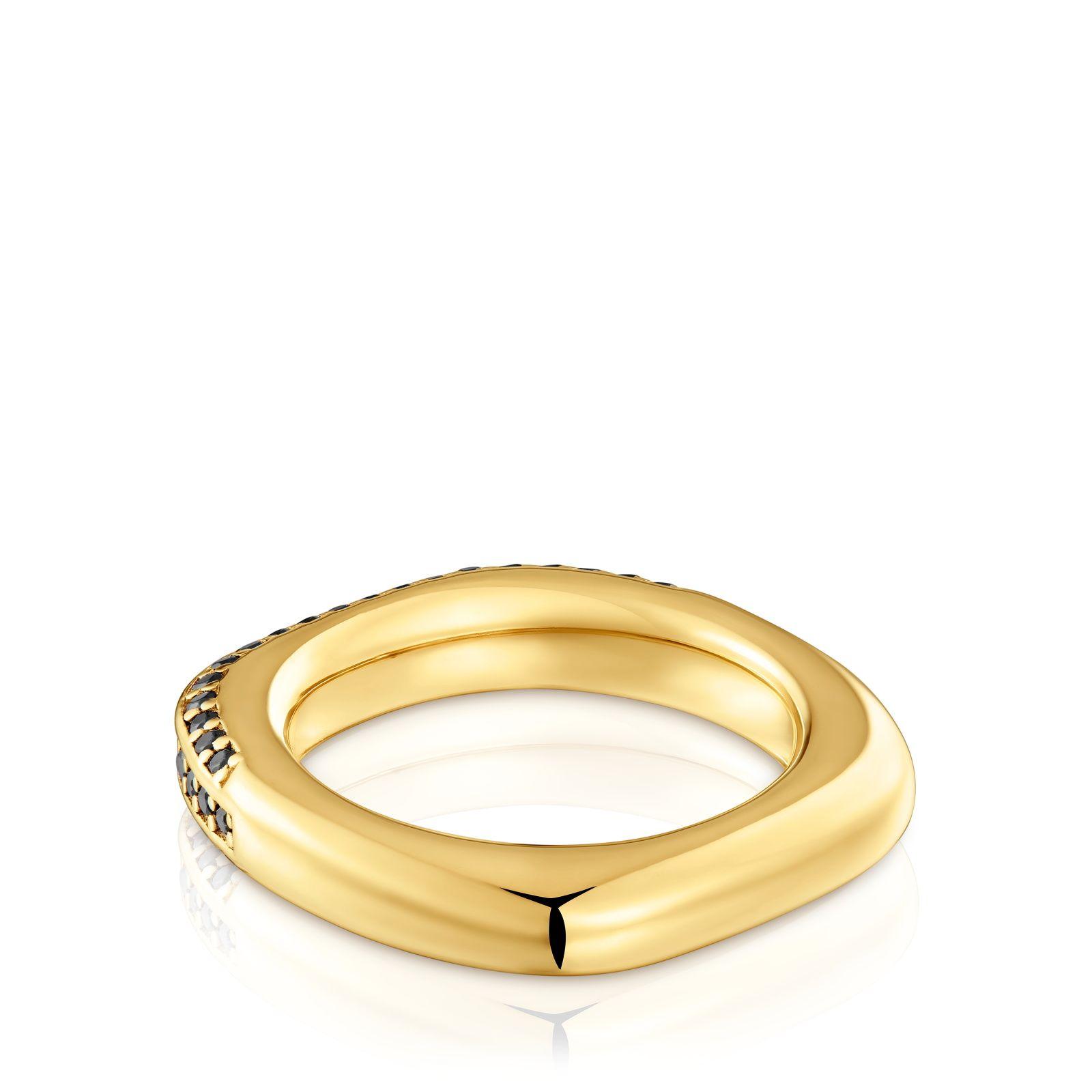 Anillo con baño de oro 18 kt sobre plata y espinelas Line-2