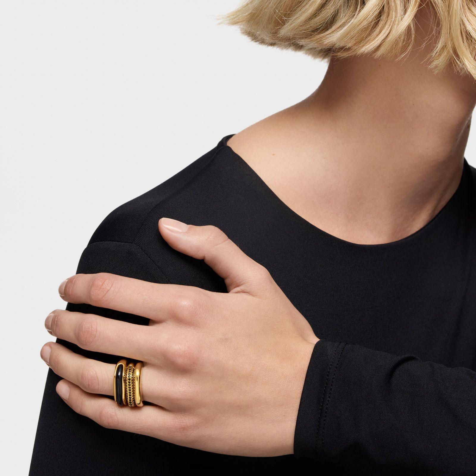 Anillo con baño de oro 18 kt sobre plata y espinelas Line-3