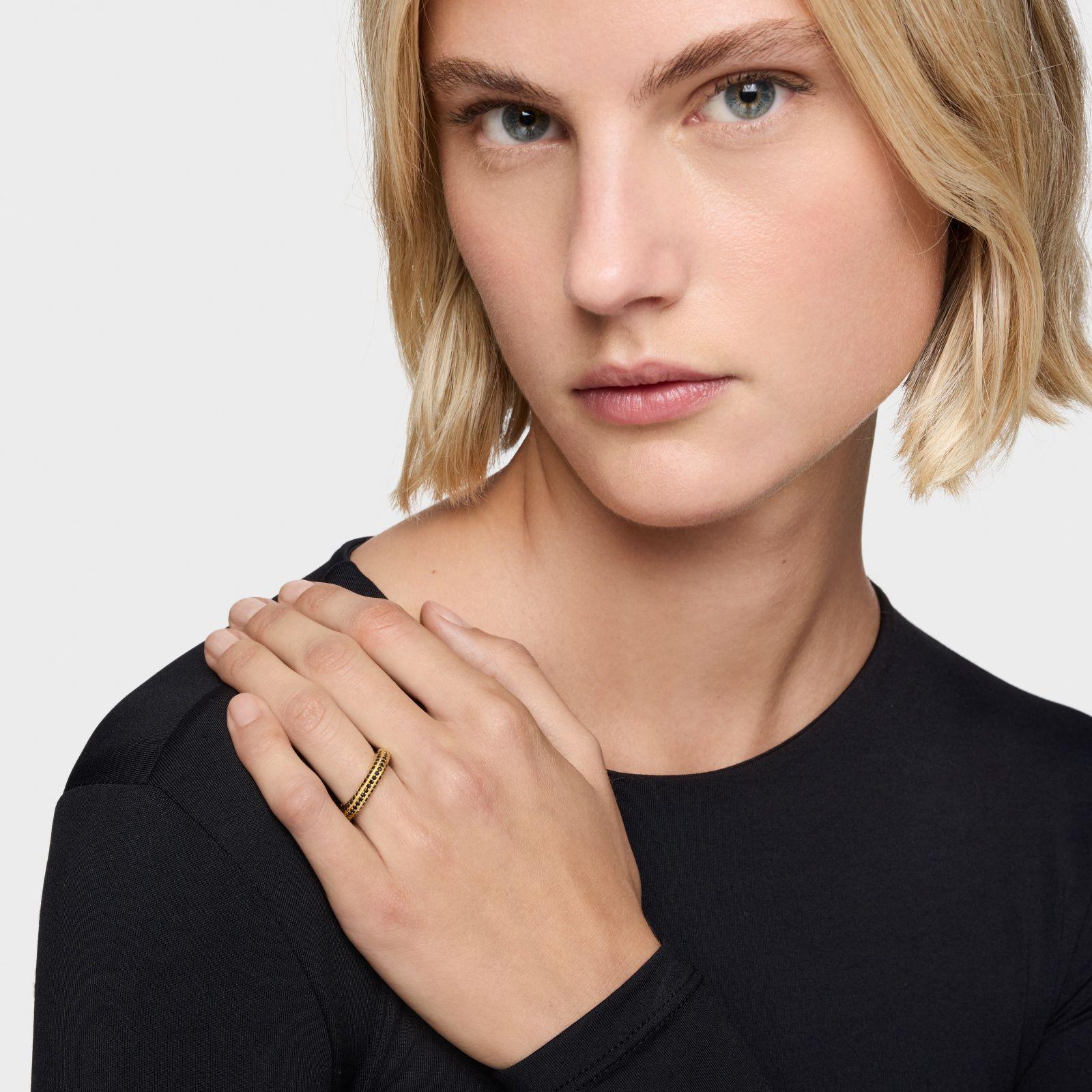 Anillo con baño de oro 18 kt sobre plata y espinelas Line-4