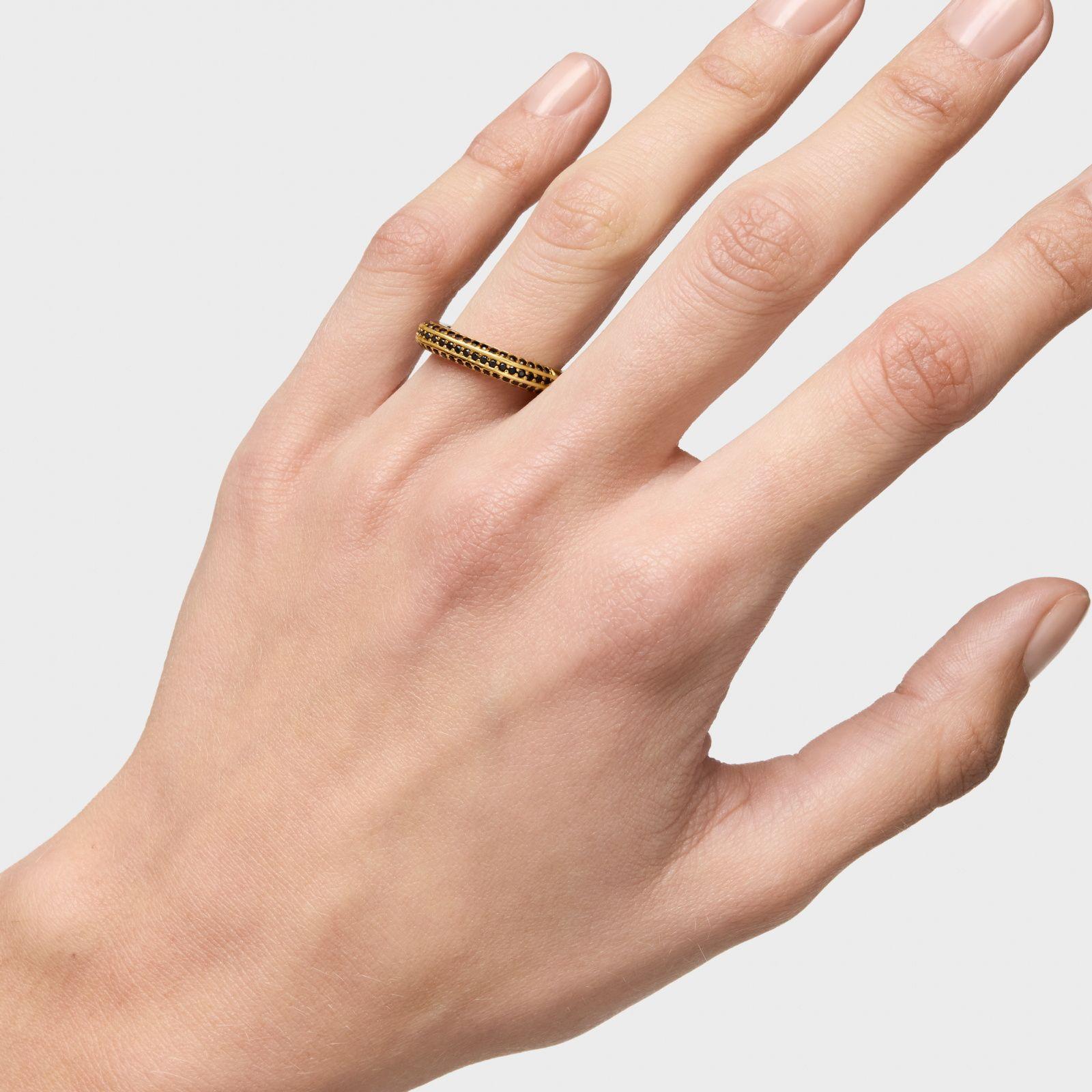 Anillo con baño de oro 18 kt sobre plata y espinelas Line-5