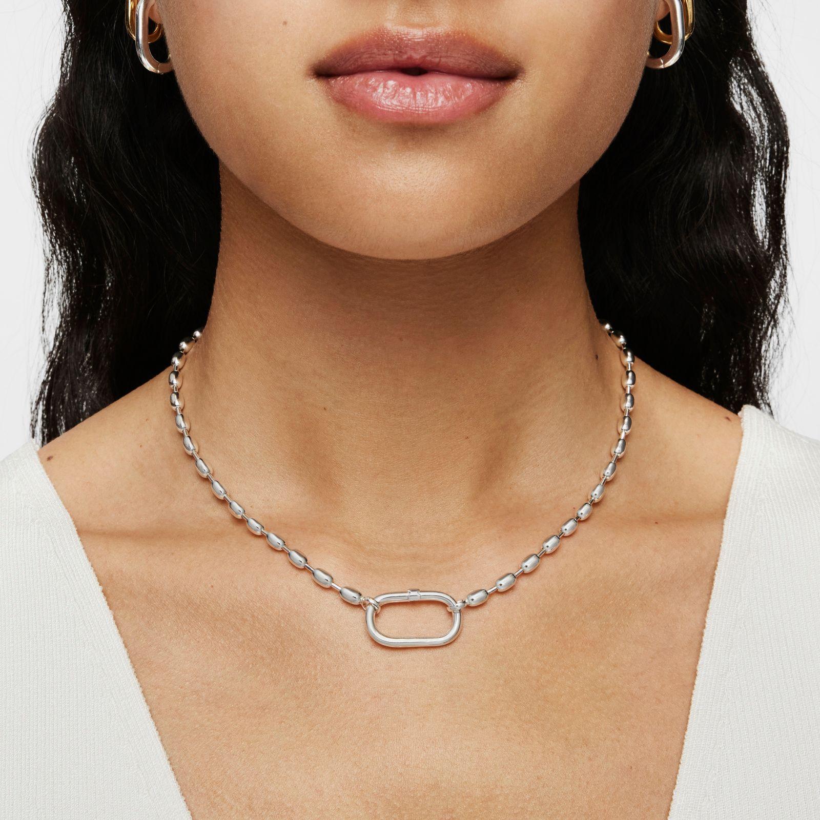 Gargantilla de plata con motivos bola 42 cm Hold Oval-3