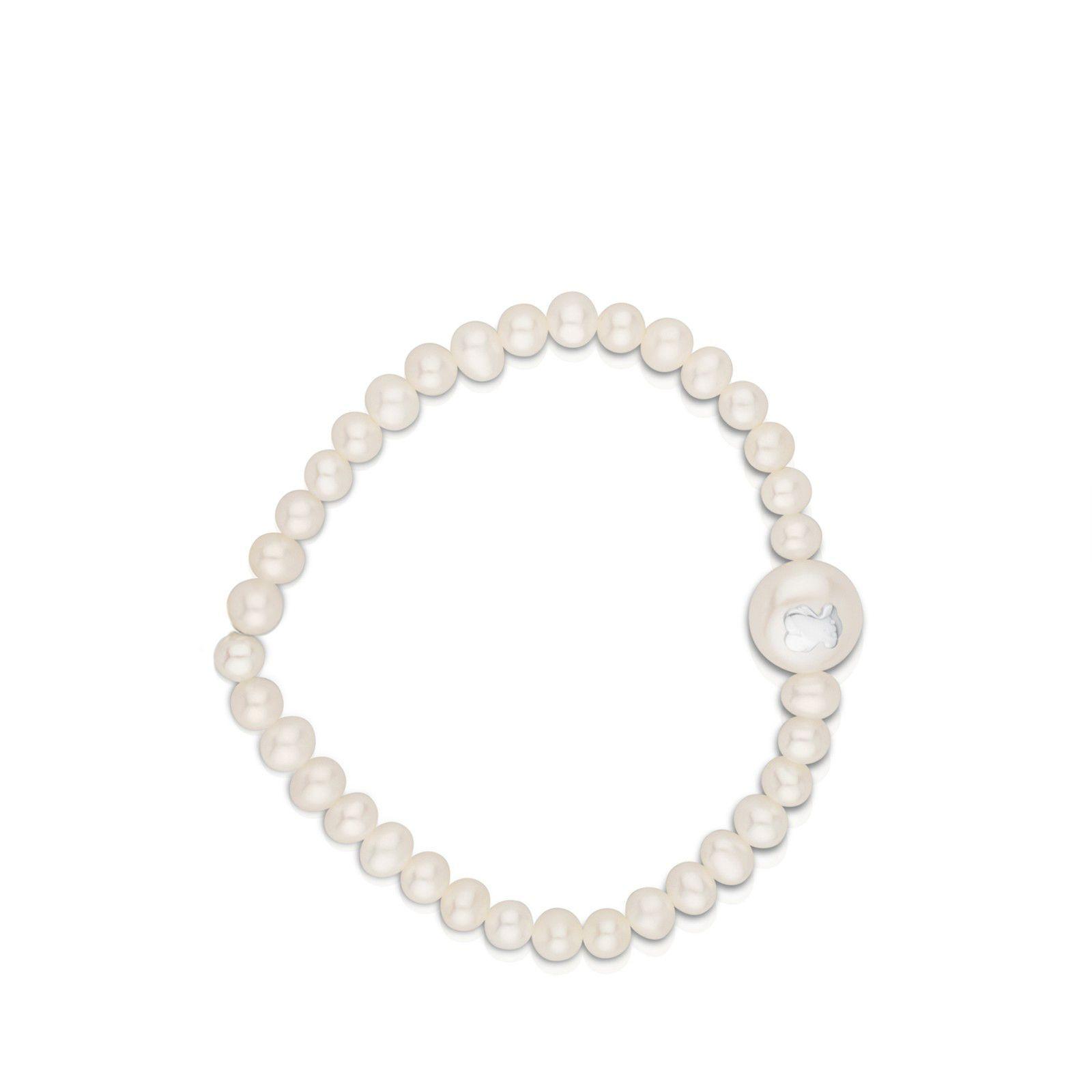 Pulsera Tous elástica  Sweet Dolls de plata y perlas-2