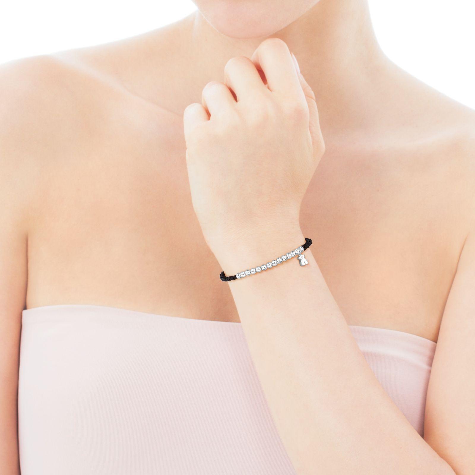 Pulsera Tous Hiper Micro de Plata y Cordón en color negro-2