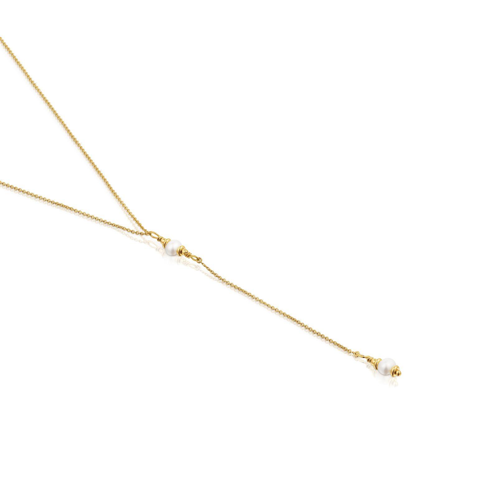 Gargantilla tira oro 18 kt, plata y perlas Gloss-2