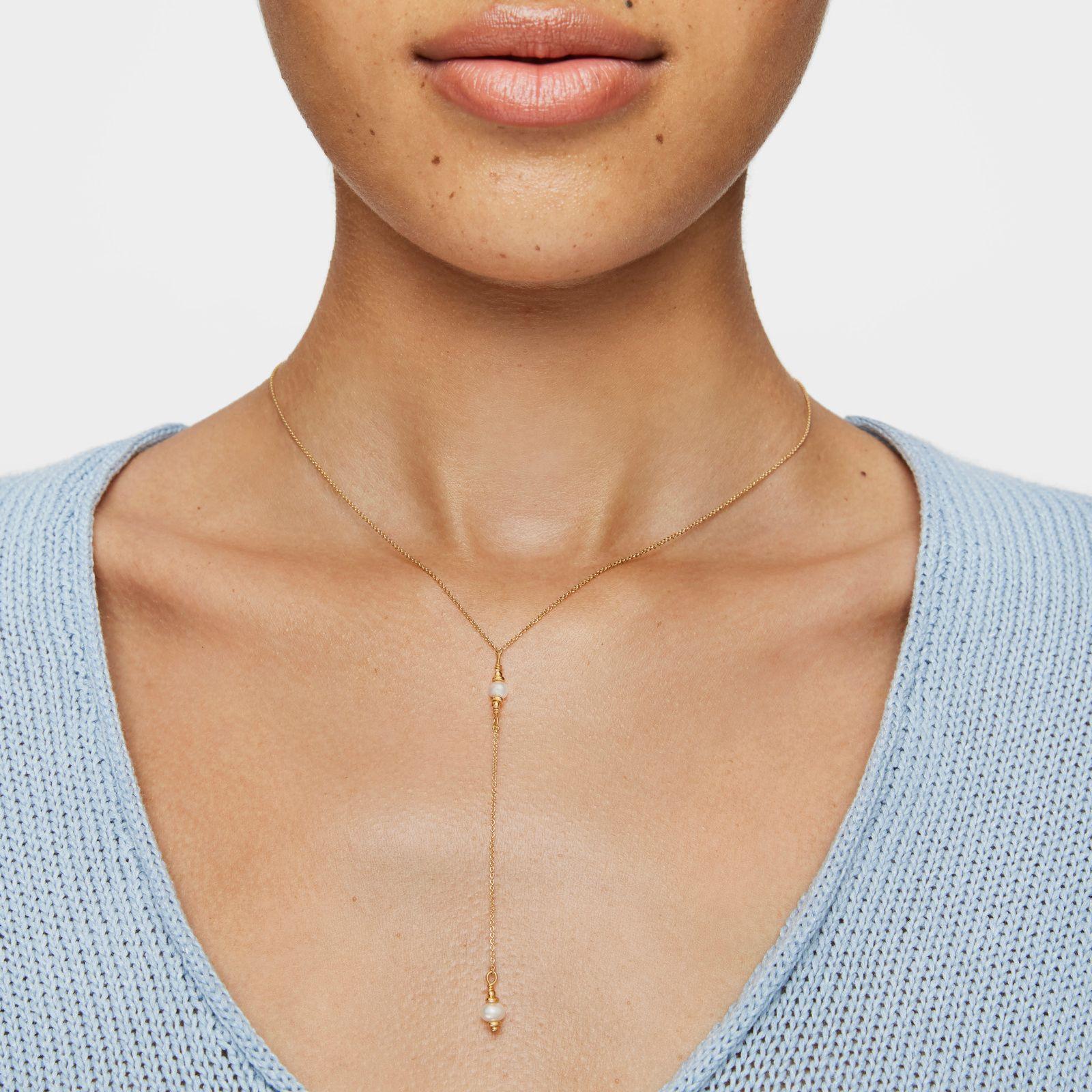 Gargantilla tira oro 18 kt, plata y perlas Gloss-5